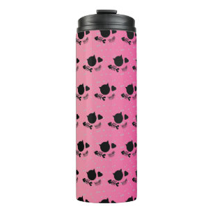 Two Tone Pink Black Cat Cute Pattern Thermal Tumbler