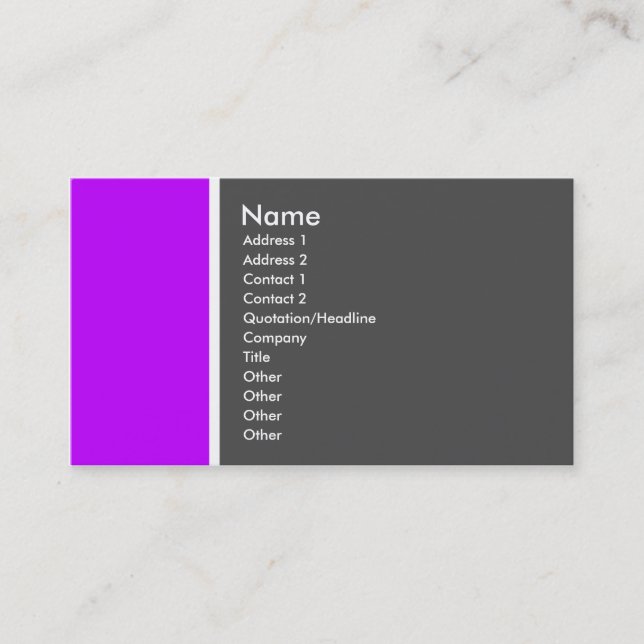 Two Tone (Purple and Grey) - Customized Business Card (Front)