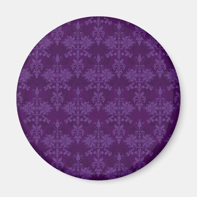Two Tone Purple Damask Magnet (Front)