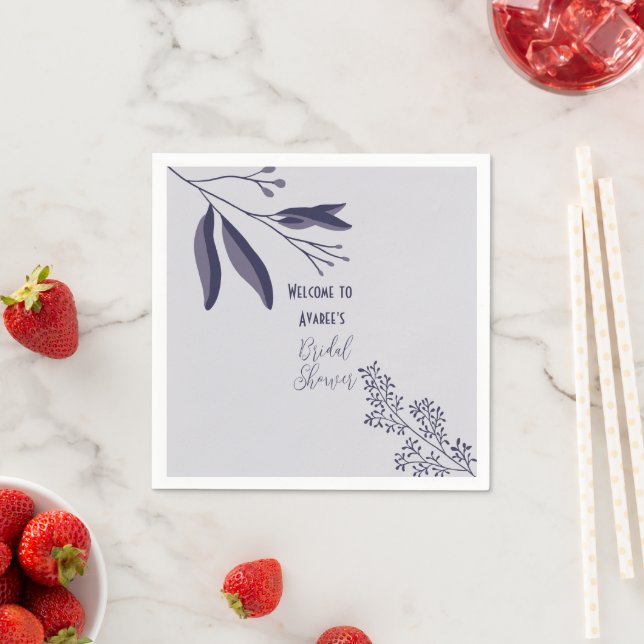 Two Tone Purple Folk Art Floral Shower Napkin (Insitu)