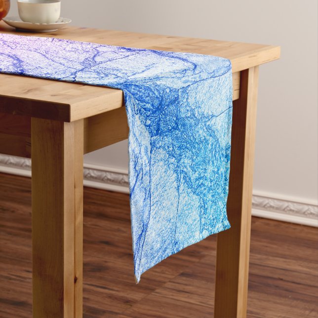  Two Tone Purple Marble Look Long Table Runner (In Situ)