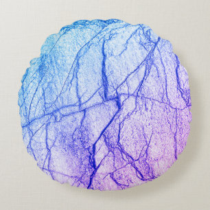 Two Tone Purple Marble Look Round Pillow