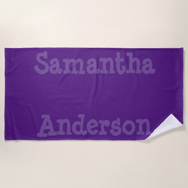 Two-Tone Purple Personalized Beach Towel (Front)