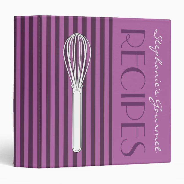 Two Tone Purple Stripes Kitchen Whisk Binder (Front/Spine)