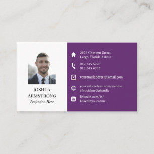 Two Tone Purple Your Profile Photo & Logo Business Card