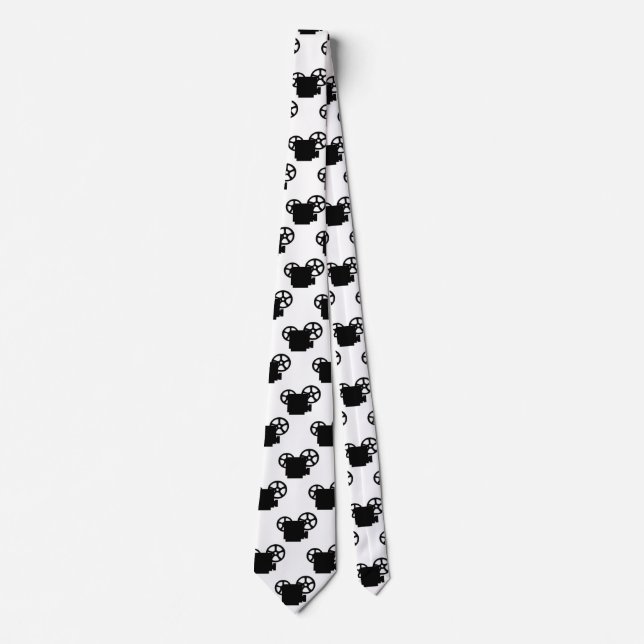 TWO TONE RETRO MOVIE PROJECTORS PATTERN  TIE (Front)