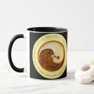 Two tone styled mug Yin Yang peace doves