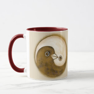 Two tone styled mug YinYang peace doves