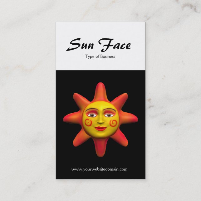 Two Tone Vertical (Sun Face) Business Card (Front)
