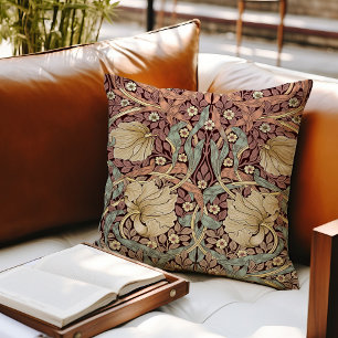 Two-Tone William Morris Pimpernel Vintage Pattern Throw Pillow