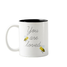 Two-Tone You Are Loved Honey Bees Mug