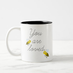 Two-Tone You Are Loved Honey Bees Mug