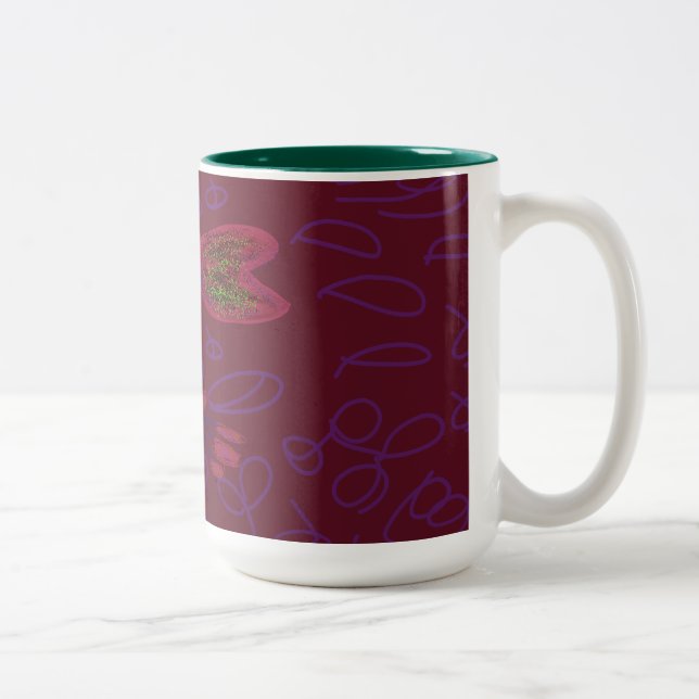 Two-toned Coffee Mug with Brightly Coloured Flower (Right)