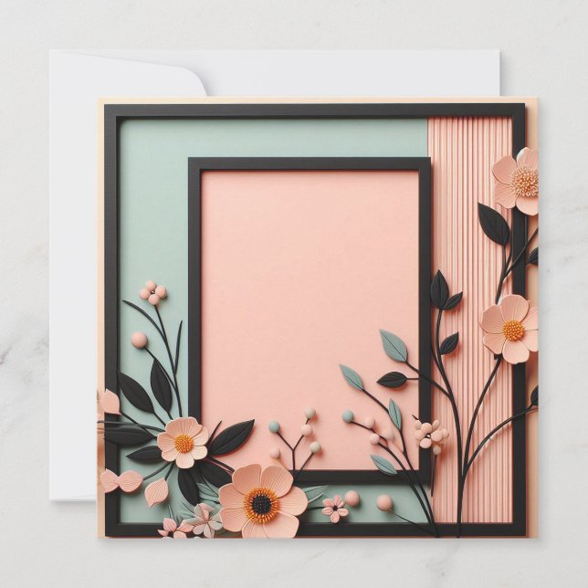 Two-toned dimensional Floral Invitation (Front)