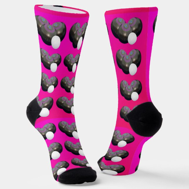 Two Toned Hot Pink Lawn Bowls, Socks (Angled)