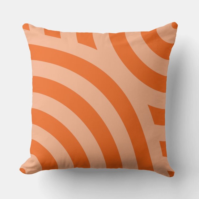 Two - Toned Orange Striped Wave Pattern Throw Pillow (Front)