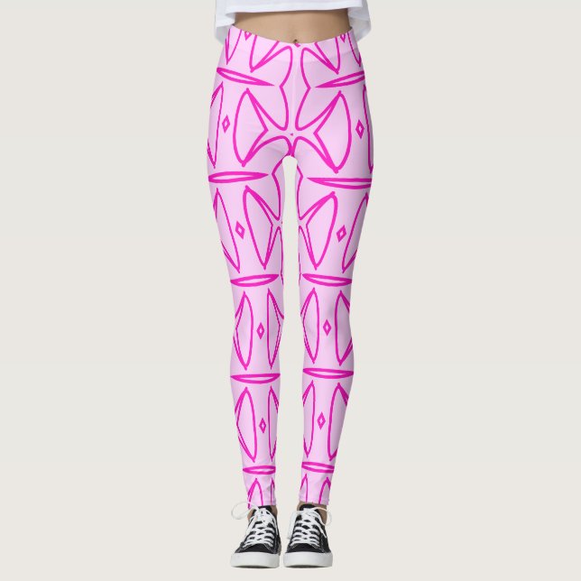 Two Toned Pink Pattern Leggings (Front)
