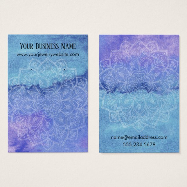 Two-Toned Watercolor Mandala Earring Display Cards (Front & Back)