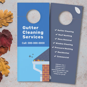 Two tones blue Gutter Cleaning Services Door Hanger