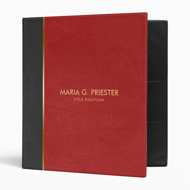 Two Tones Faux Leather Red & Grey Binder (Front/Inside)