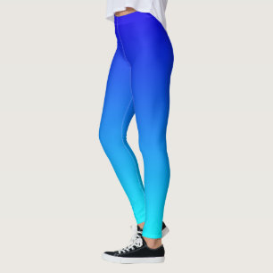 Two tones gradient blue, light blue pattern leggings