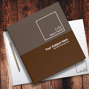 two tones of brown binder with name