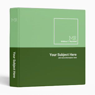 two tones of green binder with name