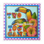 Two Toucans Tile<br><div class="desc">Two Toucans tile by ArtMuvz Illustration. Matching toucans apparel and beach gifts.  To personalize  add your name or add text instead.  Customize this  Toucan tile to make it uniquely yours or to give as a personalized gift</div>