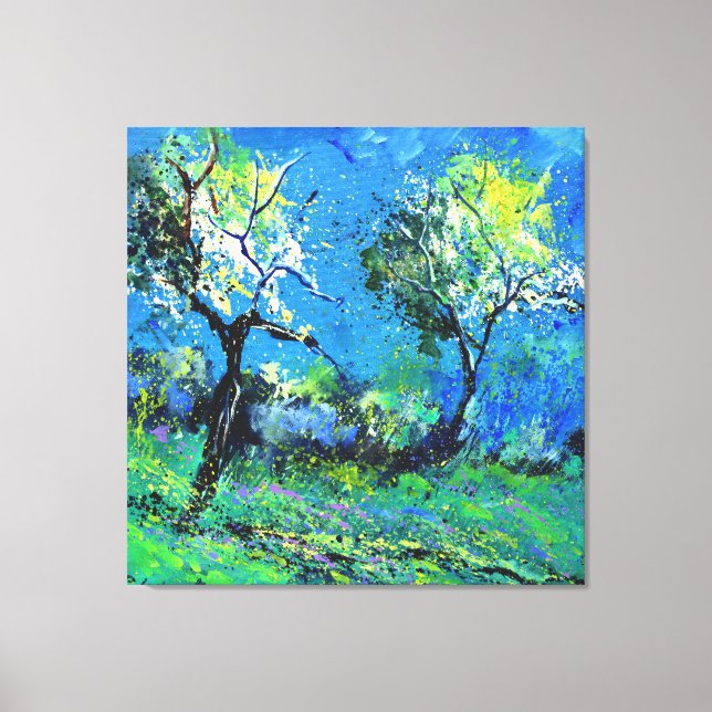 Two trees in spring canvas print (Front)