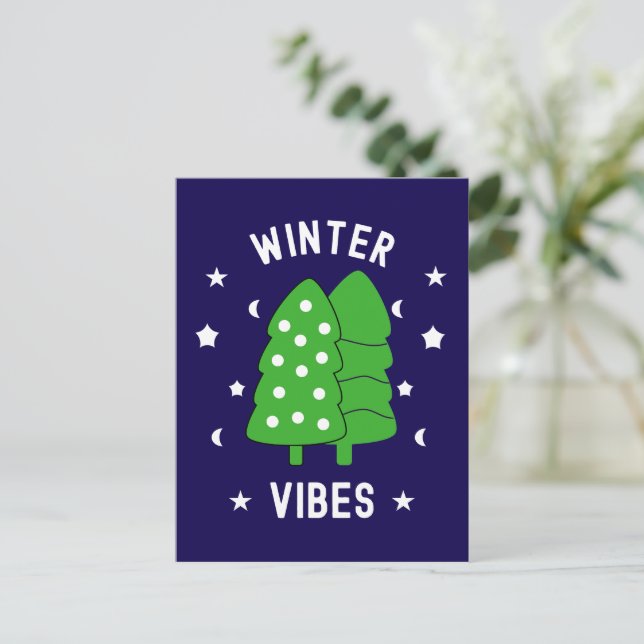 Two Trees Winter Vibes Postcard (Standing Front)