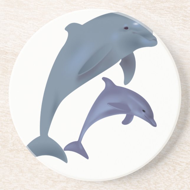 Two Tropical dolphins jumping beside each other Coaster (Front)