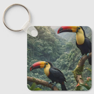 Two Tropical Toucan Birds, Keychain