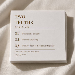 Two Truths and a Lie Fun Fact Wedding Cocktail Napkin