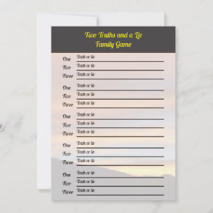 Two Truths and a Lie Game   Family Reunion Sunset  Invitation
