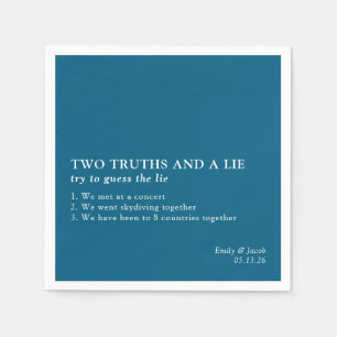Two Truths and a Lie Minimalist Fun Fact Wedding  Napkin