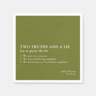 Two Truths and a Lie Minimalist Fun Fact Wedding Napkin