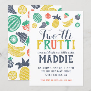 Two-tti Fruiti Second Birthday Invitation