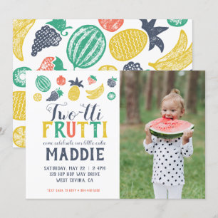 Two-tti Fruiti Second Birthday Photo Invitation