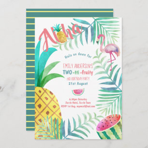 TWO-tti FRUITY 2nd Birthday Tropical Invitations