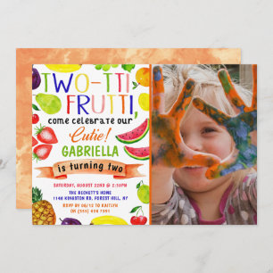 Two-tti Frutti 2nd Birthday Photo Invitations
