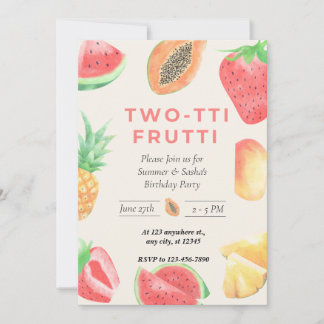Two-TTI Frutti” 2nd Birthday Twin Invitation