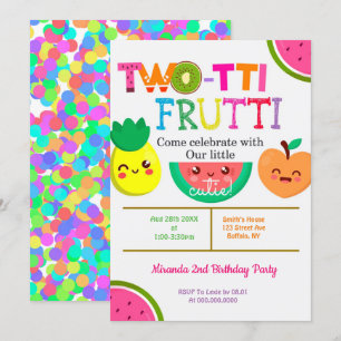 Two-tti Frutti  2nd Girl Birthday Party Invites