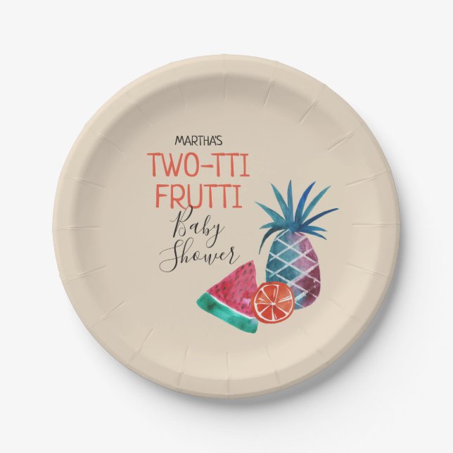 Two-tti Frutti Baby Shower Paper Plate (Front)