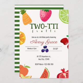 TWO-TTI Frutti Birthday Invitation Card
