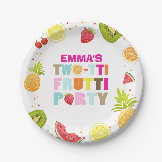 Two-tti frutti Birthday Paper Plates Tutti fruity (Front)