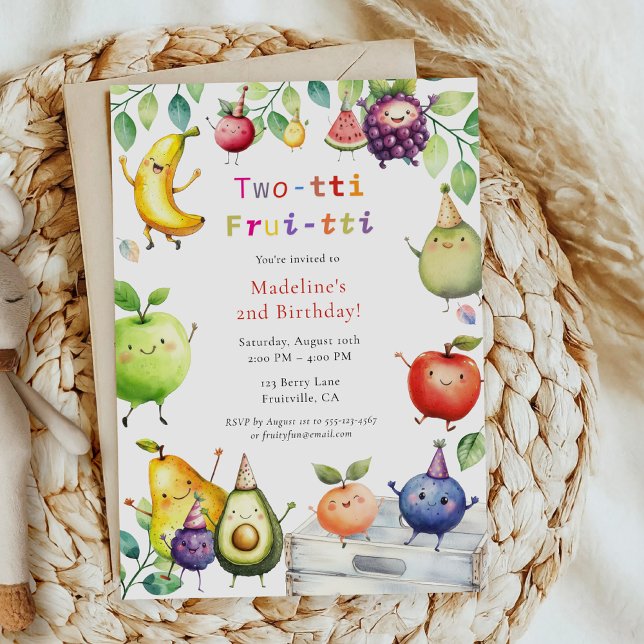 Two-tti Frutti Cute Fruits 2nd Birthday Party Invitation (Creator Uploaded)