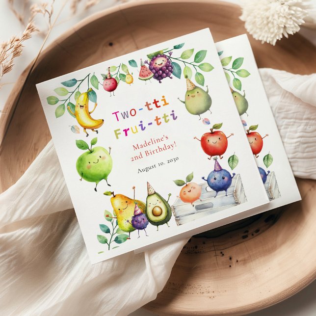 Two-tti Frutti Cute Fruits 2nd Birthday Party Napkin (Creator Uploaded)