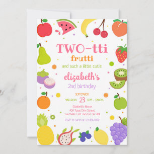 Two-tti Frutti Fruit Kids 2nd Birthday Invitation