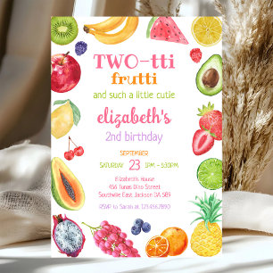 Two-tti Frutti Fruit Kids 2nd Birthday Invitation