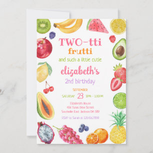 Two-tti Frutti Fruit Kids 2nd Birthday Invitation